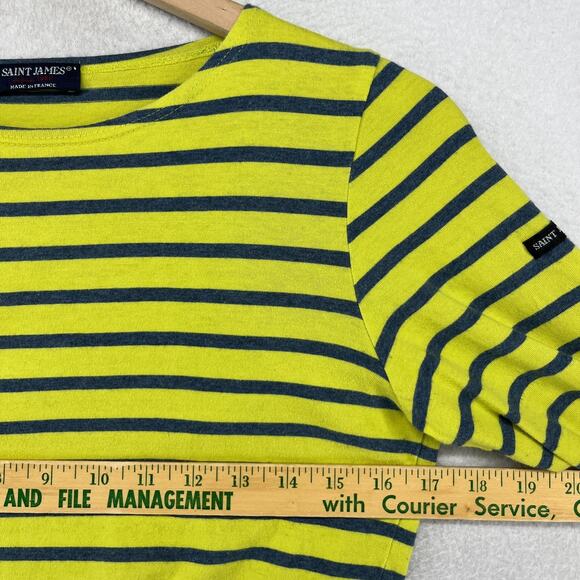 SAINT JAMES Top Womens 4 Striped 3/4 Sleeve Jersey Cotton Yellow Green FRANCE - Picture 14 of 16